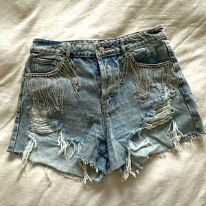 rhinestone denim shorts
